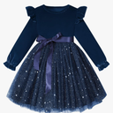 Neutocd Toddler Baby Girl Christmas Dress Long Sleeve Velvet Sequin Tulle Ruffle Winter Party Holiday Dress for Girls 130