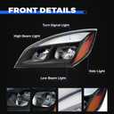 JFN Led Headlights Compatible with 2018-2023 Cascadia, Reflector Cascadia Headlamps, Pair Set, Black Housing, Tailored for Elite Models(Driver Side (Left))