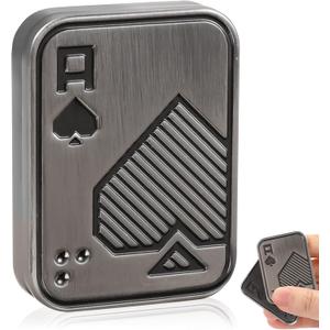 Fidget Slider, Metal Poker Push Card, Fidget Clicker, Fidget Toys for Adults, Relieve Stress Anxiety ADHD, Gift for Boyfriend, Husband and Father (Sliver A)