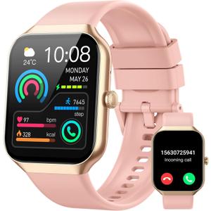 Smart Watch for Women, 1.96"HD Smartwatch (Answer/Make Call) with Heart Rate/Sleep Monitor/Spo2/Pedometer, Fitness Activity Tracker 113+ Sport Modes IP68 Waterproof Watches Women for Android iOS Pink