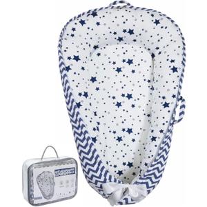 Baby Lounger | Organic Cotton Infant Lounger| Reversible, Adjustable & Portable Floor Lounger |Supervised Use | Soft, Breathable, Washable Cover - Star Collection (Blue)