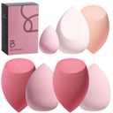 Makeup Sponge Set BS-MALL with Storage Case 7 Pcs for Liquid, Cream, and Powder, SAVE Foundation with 1 Mini Makeup Sponge For Travel Daily Use (A-Pink）