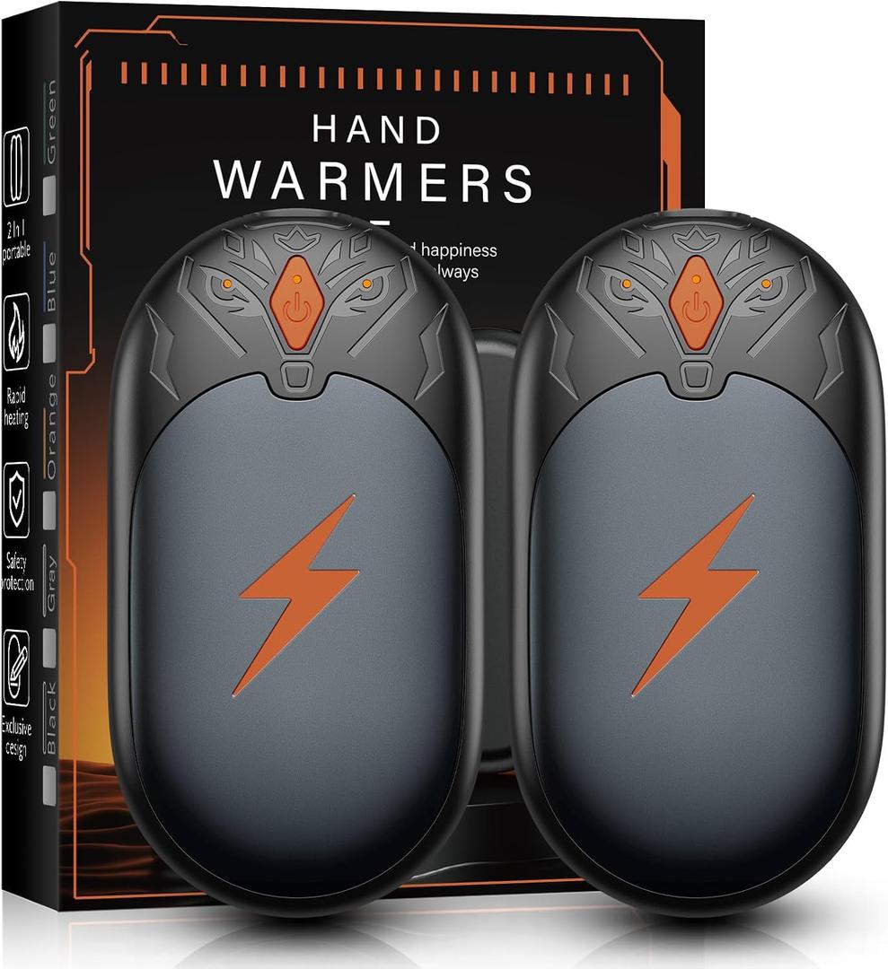Hand Warmers Rechargeable 2 Pack, Electric Hand Warmer Up to 24Hrs, Wolf-Shape, Portable Reusable HandWarmer, Winter Gifts for Camping, Hunting, Fishing, Christmas, 0.62"