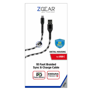 10 Foot Braided Sync And Charge Cable For USB C