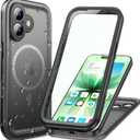 Cozycase for iPhone 17 Waterproof Shockproof Dustproof Case [Compatible with MagSafe] - Heavy Duty/360 Full Body/Military Grade/Rugged Hard Built in Screen/Camera Protector with Lanyard Frosted Black