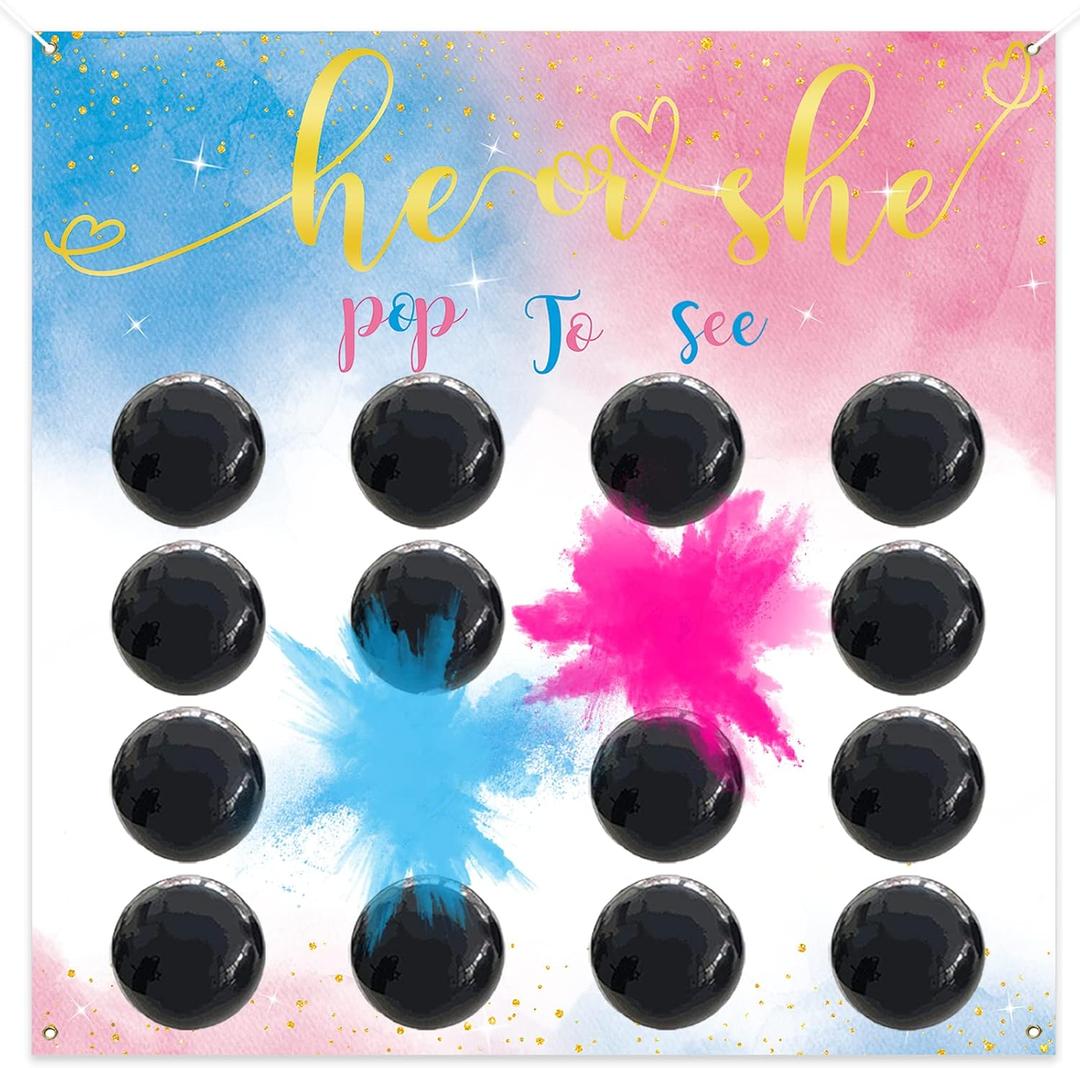 Baby Gender Reveal Dart Board Game, Reveal Balloon for Girl or Boy, Pink and Blue Powder for He or She Party, Gender Reveal Party Decoration Kit