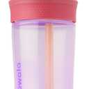 Owala Kids Insulation BPA-Free Plastic Tumbler with Spill Resistant Flexible Straw, Easy to Clean, Kids Water Bottle, Great for Travel, Dishwasher Safe, 15 Oz, Pink and Purple (Lilac Rocket)