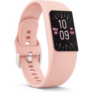 FITVII Mini Fitness Trackers, 1.01" AMOLED Slim Smart Watch with 24/7 Heart Rate, Blood Pressure/Oxygen Monitor, Sleep & Stress Tracking Fitness Watch, IP68 Waterproof Sport Watch for Women Men Teens (Peach Pink)