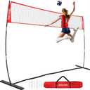 ZEALFEEL Volleyball Net, 12ft/20ft Volleyball Training Net for Backyard Height Adjustable, Portable Freestanding Practice Net for Hitting & Serving Drills, Pop up Net with Carry Bag for Indoor Outdoor