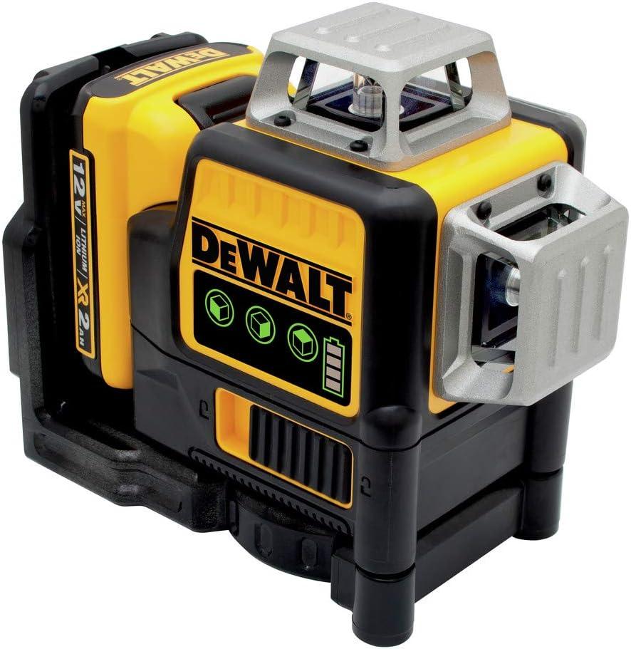 DEWALT Laser Level 360 Self Leveling, 3 Way Green Laser Leveler Tool 12V MAX with 2.0Ah Battery, Charger and Durable Carrying Case, 100 Ft, Tripod Compatible (DW089LG)