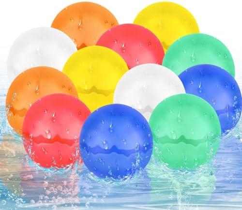Peekoal Reusable Water Balloons,12pcs Latex-Free Silicone Water Balloons,Water Bomb Refillable for Water Games Outdoor Summer Fun Party