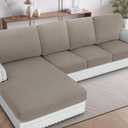 H.VERSAILTEX Sectional Couch Covers 1 Piece Chaise Slipcover L Shape Separate Cushion Couch Cover for Both Left/Right Sectional Couch (Seat Only: 1 Chaises, Taupe)