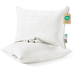 Bedsure Fluffy Bed Pillows for Sleeping - Luxury Queen Size Pillows Set of 2 with 100% Cotton Breathable Cover, Soft & Supportive Hotel Quality Filling for Side, Stomach, Back Sleeper