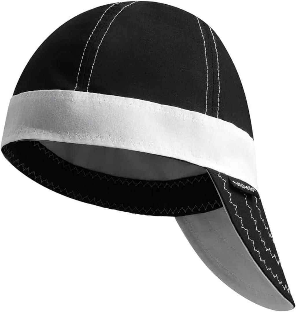Fullsheild Reversible Welding Cap Flame Resistant CAT 2 Protective FR Welder Hats 6 Pannel Lightweight Printed for Men Women (7 1/4, Black/White)
