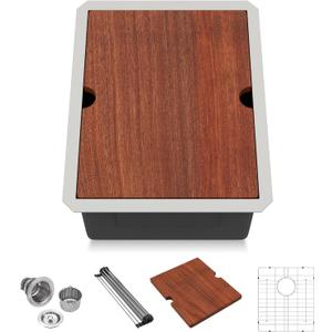Lordear Undermount Bar Sink 15 x 19 x 10 Inch Kitchen Sink 16 Gauge Stainless Steel Small Sinks Kitchen Single Bowl Workstation with Cutting Board