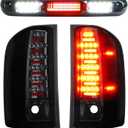 LED Tail Lights + 3rd Brake Light Fit for Chevy Silverado 1500 2500 HD 3500 HD 2007-2014, for GMC Sierra 3500 HD 2008-2014 with Dual Wheel Only, Chrome Housing Smoke Lens