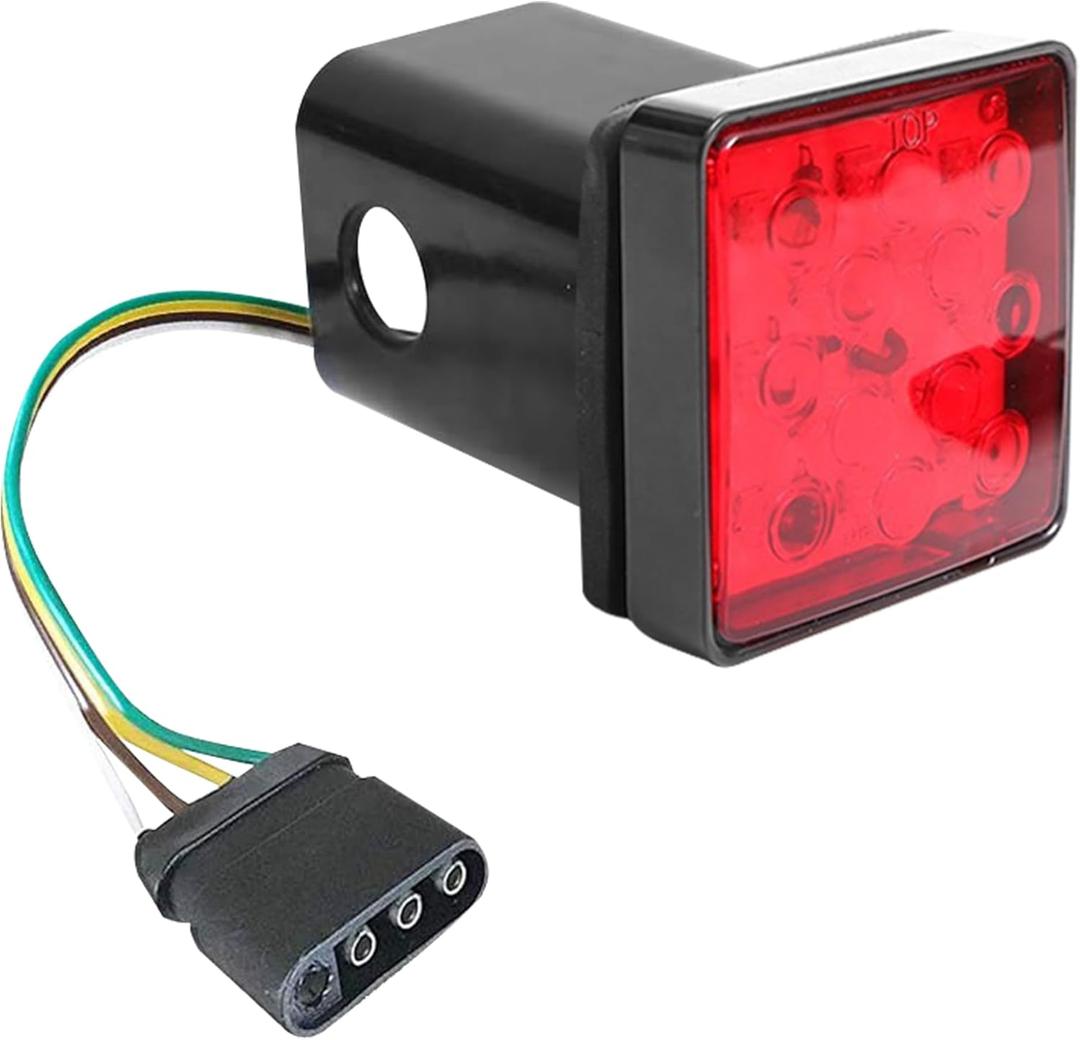 Trailer Hitch Covers,Hitch Light,Car Accessories Trailer Hitch Light,Square Tow Hitch Covers,Hitch Lights 2 Inch Receiver,with 12 Led Red Brake Light, Suitable for Towing Truck RV and SUV