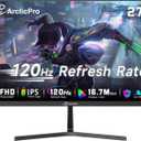 ArcticPro 27 inch Monitor 120Hz, FHD 1080p, Computer Monitor, IPS, 99% sRGB, 1ms Response Time, 3-Sided Frameless, Ultra Slim, VESA Mountable, Anti-Blue Light Design, HDMI & VGA Ports,Black