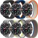 6 Pack Watch Band Compatible for Samsung Galaxy Watch Ultra 47mm Band2024, Adjustable Elastic Breathable Replacement Strap for Samsung Galaxy Watch 7 Ultra Women Men (BlackGray/Blue Orange trim/BeigeOrange/GrayGreen/YellowBeige/GrayBlue)