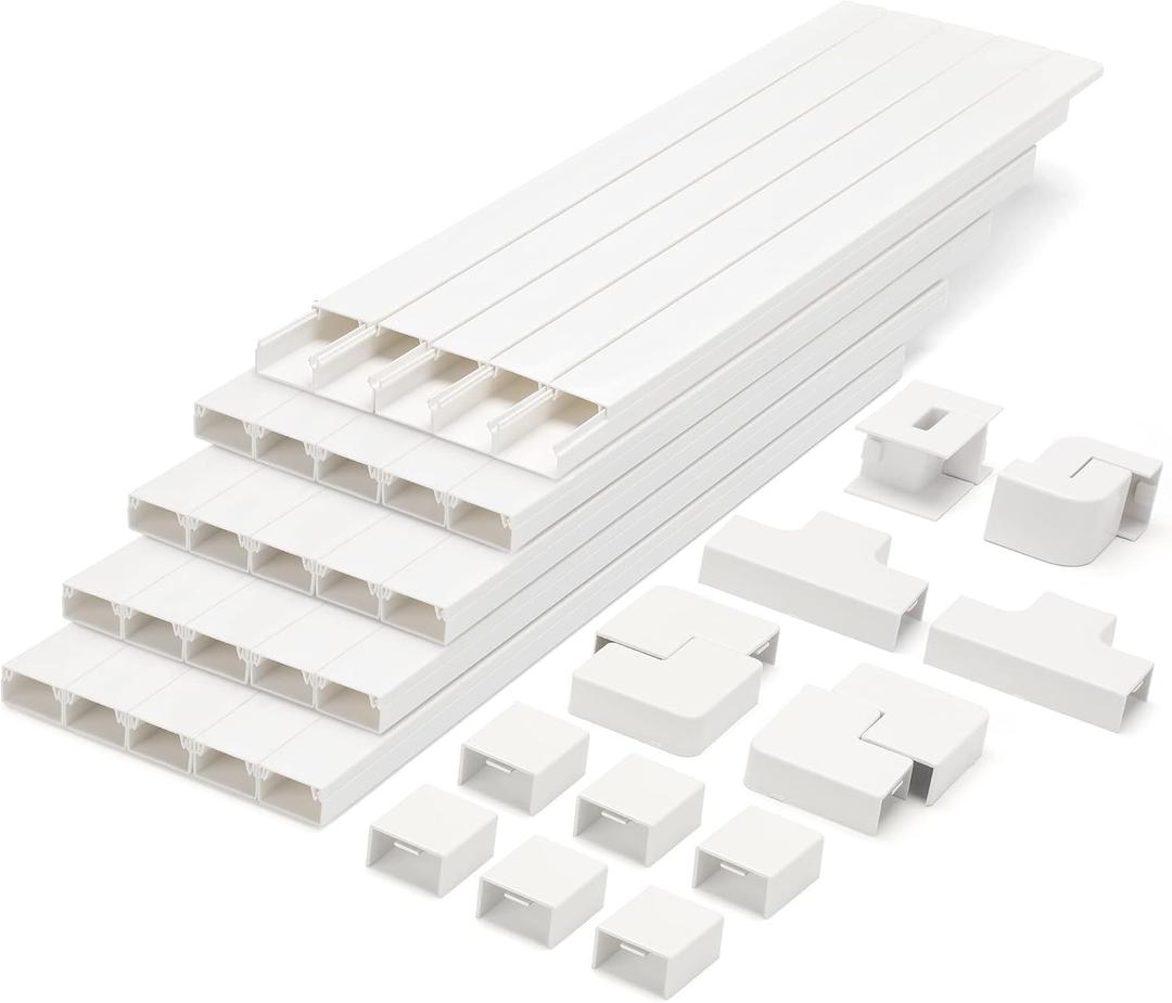 2 x Cable Covers for Cords on Wall-392.5in Wire Hider for TV on Wall, White Cable Concealer, 25 x L15.7in W0.95H 0.55in