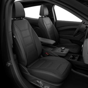 FREESOO Seat Covers for Ford Mustang Mach-E 2025 2024 2023 2022 2021 - Custom Fit Full Set Car Seat Protectors with Airbag Compatibility,Waterproof Car Protectors 5 Seats-4dr(Black)