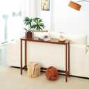 Bamboo Narrow Console Table, 39.4"(L) Wood Small Entryway Table, Accent Slim Hallway Tables, Thin Sofa Side Tables for Hallway, Living Room, Bedroom, Foyer, Walnut, 39.37" x 9.45" x 29.53"