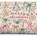 KEUSPI Coquette Red and Green Christmas Body Pillow Cover 20x54, Preppy Christmas Decor, Festive Xmas Winter Holiday New Year Decorative Long Hug Pillow Covers for Couch Bed (Colorful Christmas Graffiti)