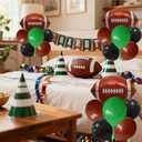 Football Game Day Balloon Stand Set - Green Brown Black Football Theme Party Decorations with 4 Balloon Stand, 35 Balloons, Pump, Ribbon & Accessories for Game Day, Sports Events, Tailgates