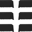 BRILLMAX 6 Pack Black Tablecloths 90 x 132 Inch for 6ft Rectangle Tables - 150 GSM Polyester Fabric, Floor Length Drop, Water, Stain & Wrinkle Resistant Cloth Cover for Wedding Reception Banquet