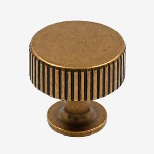 10 Pack Kitchen Cabinet Knobs Antique Brass, Retro Round Drawer Pulls for Bathroom Dresser and Hardware (Single Hole Knobs)