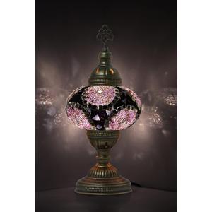 mozaist Turkish Mosaic Table Lamp  Purple Authentic Stained Glass Nightstand Light, Moroccan Vintage Boho Decorative Lamp