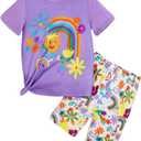 Kid Girl Clothes Shorts Set 2 Piece Outfits Summer Casual Short Sleeve Top and Shorts Set for Girls 4-7 (6-7 Years)
