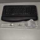 Wireless Keyboard and Mouse Combo, Wave Keys FullSized Ergonomic Keyboard with Cushioned Plam Rest, Phone Holder, Comfortable Natural Typing, 2.4G Cordless Set for Computer, Laptop, PC, Mac, Windows, Black