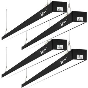 DAKASON 8FT LED Linear Light, 8Foot LED Shop Lights 100/80/60W 3/4/5000K CCT Selectable, 8Feet Commercial Bay Lighting Fixture for Office, Workshop, Gym, Market, Flush Mount Suspended ETL 4 Pack (Black)