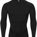 HYCOPROT Compression Shirts for Men Athletic Long Sleeve Base Layer Workout Rash Guard Shirt Small