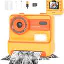 Mafiti Kids Camera Instant Print,1080P Instant Camera for Kids,Selfie Digital Camera with 2.4 Inch Display 1200 mAh Battery,3-12 yrs Girls Boys Toys Presents for Birthday/Xmas/Holiday,Orange