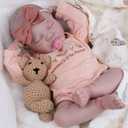 EKOKIZ Lifelike Reborn Baby Dolls, 20-Inch Realistic Baby Doll Girl Soft Cloth Body Newborn Doll with Complete Accessories for Kids Age 3+ Real Life Dolls, Lovely & Pretty Girls