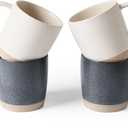 famiware Coffee Mugs Set of 4, Milkyway 13 oz Mug Set, Ceramic Cup Set with Handle for Coffee, Tea, Cocoa, Milk, Matte White + Matte Dark Charcoal