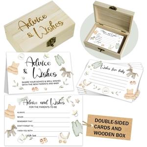 50Pcs Baby Shower Advice Cards for Baby Shower Games, Baby Clothes Advice and Wish Cards Box for New Parents Baby Shower Decorations (Advice Cards)