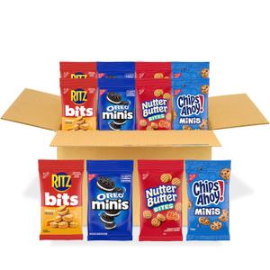 OREO Minis Cookies, CHIPS AHOY! Minis Cookies, Nutter Butter Bites & RITZ Bits Cheese Crackers Variety Pack, 15 Snack Packs, BB 03-13-2026