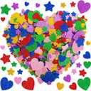 300 PCS Foam Stickers, Colorful Heart Stickers Glitter Star Heart Stickers, Self Adhesive Arts Craft Mini Star Bulk for Valentine Crafts DIY Greeting Card Envelopes Scrapbooking