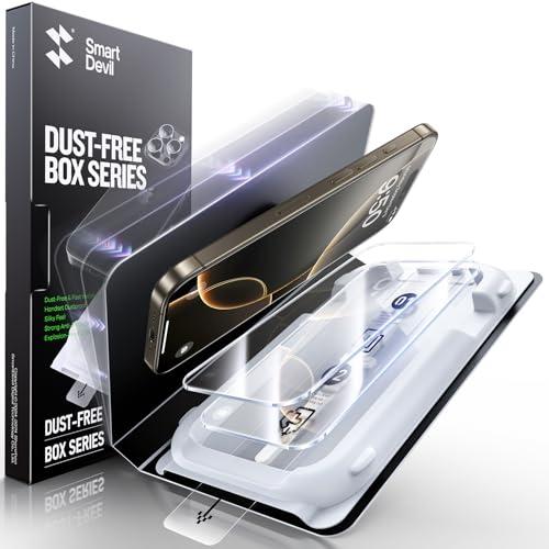 SMARTDEVIL 2 Pack Screen Protector for iPhone 16 Pro Max, Bubble-and-Dust-Free Box, HD Tempered Glass, Military Grade Shatterproof & Ultra Durable, Easy Installation