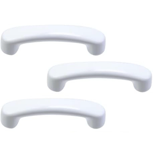 Nicerity 3Pcs Pulls Handle White Glossy Ceramic Cabinet Pulls Arch Shaped Dresser Knobs 3" Hole Center Small Cute Kitchen Cabinet Pull Handles for Bedroom