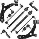 10pcs Front Lower Control Arms w/Ball Joints + Tie Rods + Sway Bar Links for Mazda 3 2004-2009, Mazda 5 2006-2017, Suspension Kit K620040 K620041