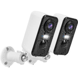 Wireless Cameras for Home Security Outdoor, 2K Color Night Vision Battery Powered WiFi Camera Spotlight/Siren Motion Detection 2-Way Talk Waterproof Cloud Storage Outdoor Security Camera Wireless 2PCS (2 Pack Cam, White)