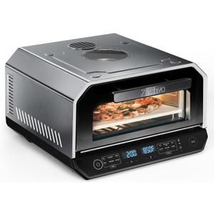 13-in-1 Countertop Pizza Oven, 90-Second 12 Inch Pizza, up to 850°F, 6 Presets & 6 Bake Modes, PID Control, Expert Mode Makes 5 in 30 Min for Home Pizzeria, Top Window & On-Demand Light, Silver