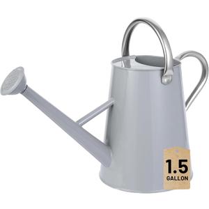 1.5 Gallon Watering Can for Outdoor Plants,Large Metal Plant Watering Pot with Removable Spout,Flower Garden Water Can Watering Pot,Galvanized Steel Watering Can with Stainless Steel HandlesGrey (Gray)