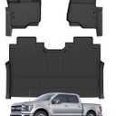 Floor Mats Custom Fit for Ford F150/F-150 2025 2015-2024 SuperCrew Cab (Includes 22-24 Lightning Models) All Weather TPE Rubber Floor Liners Anti-Slip Full Set for Ford F-150 2025 Accessories