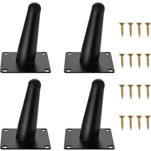 4 Inch Metal Black Furniture Couch Legs Set of 4, Inclined Cone Thickened Furniture Feet Dresser Cabinet Sofa Legs Bed Hardware Replacement
