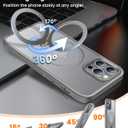 360 Rotatable Magnetic Stand for iPhone 14 pro max Case Compatible with Mag-Safe 16FT Military Drop Protection, Anti-Scratch/Fingerprint Shockproof iPhone 14 pro max Phone Case(Matte-Grey)